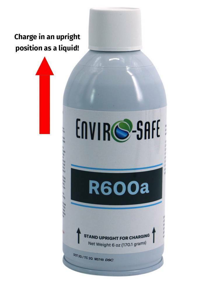 R600a, 6 Oz., New Upright For Liquid Can, Isobutane, Pharmaceutical Grade 99.7%