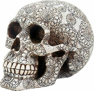 Summit Collection Day Of The Dead Gothic Human Skull Head With Floral...