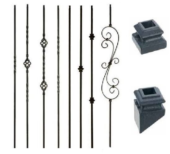 Iron Balusters Metal Spindles Stair Parts Twists, Baskets, Scrolls - Satin Black