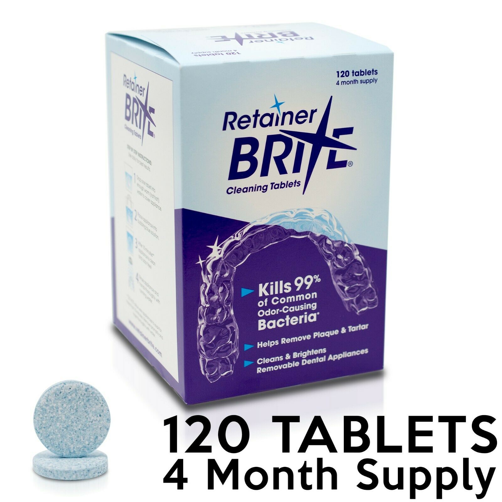Retainer Brite Cleaning Tablets By Dentsply Sirona 120 Tablets 4 Months Supply!