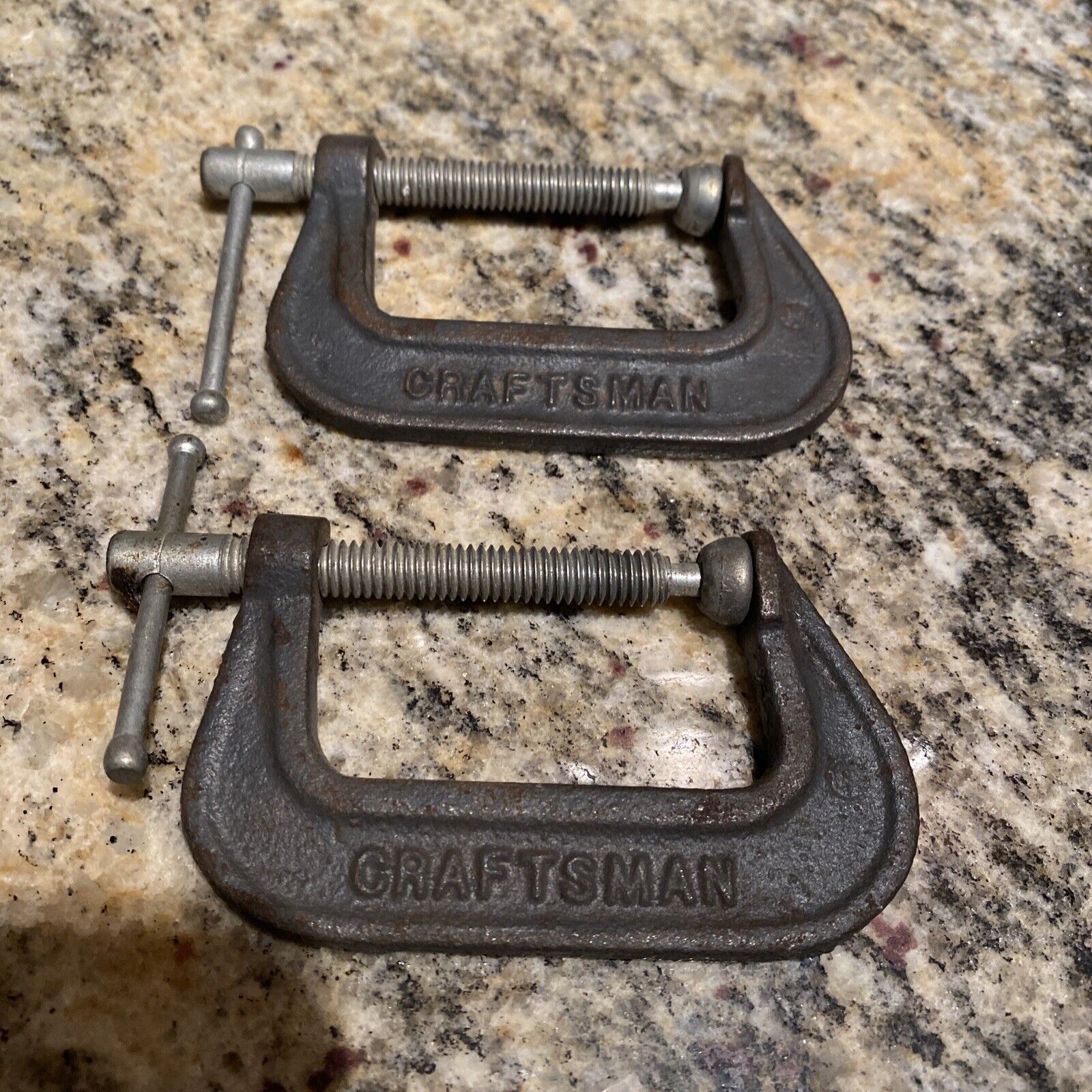 Pair  Craftsman C Clamps 2” Malleable Iron Made In Usa Cz