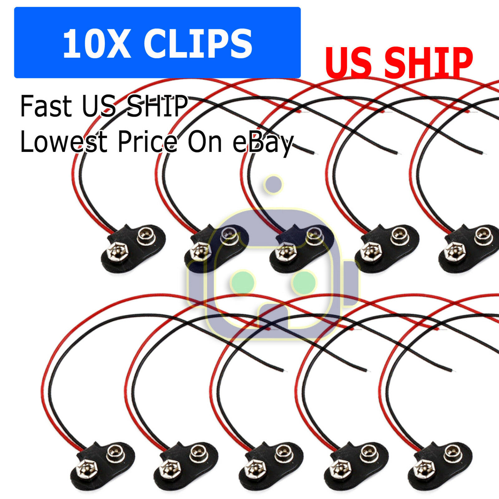 10x 9v 12cm Battery Connector T Type Clip Plug Wire Cord Leads 9 Volt