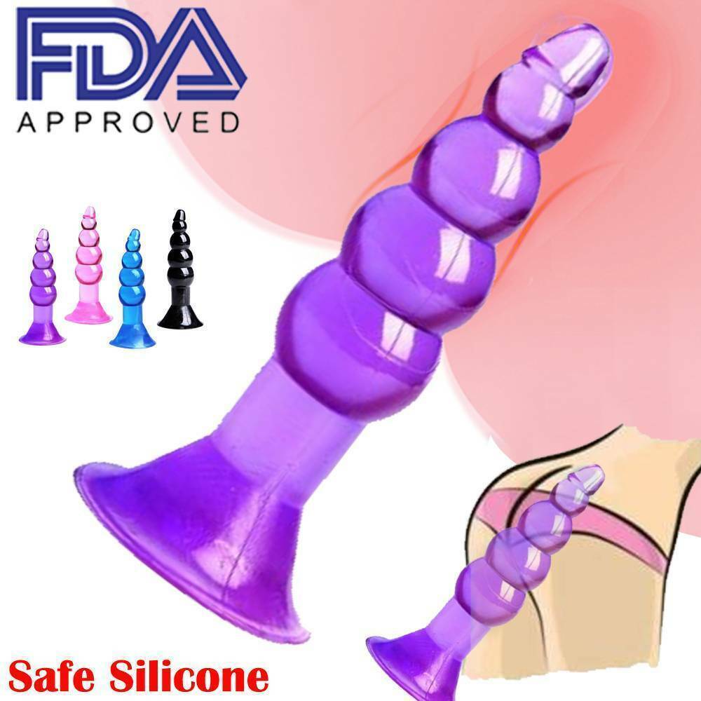 Jelly Suction Cup Silicone Anal Beads Butt Plug Stimulator Massager Sex Toy
