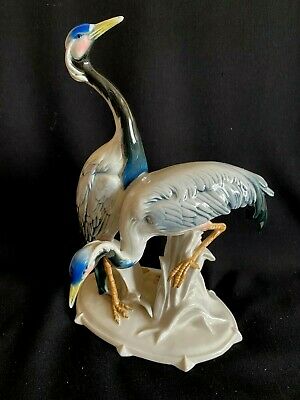 Ens Porcelain Handpainted Heron Birds Figurine 1869
