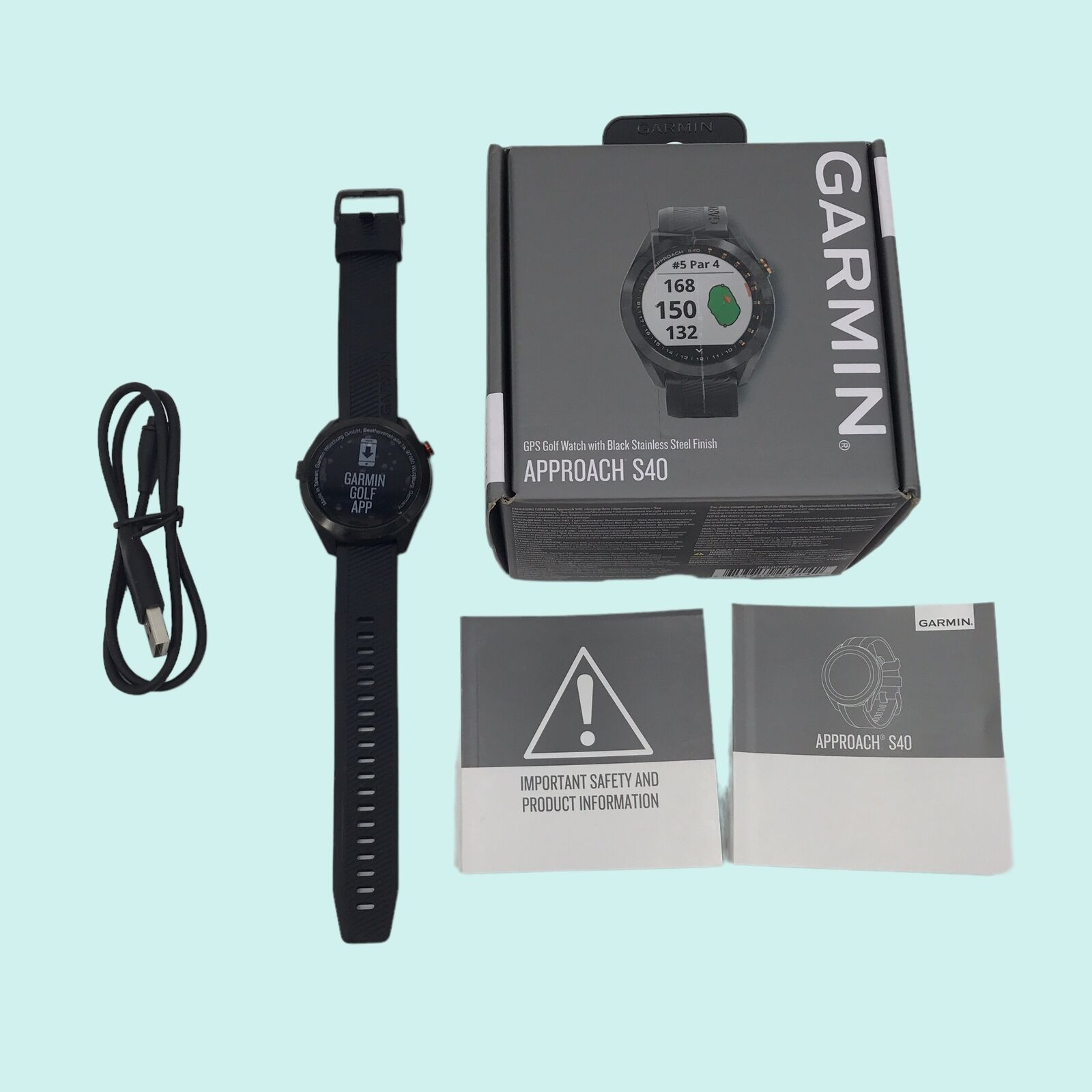 Garmin Approach S40 Gps Golf Smartwatch Black Stainless Steel Finish #u0142