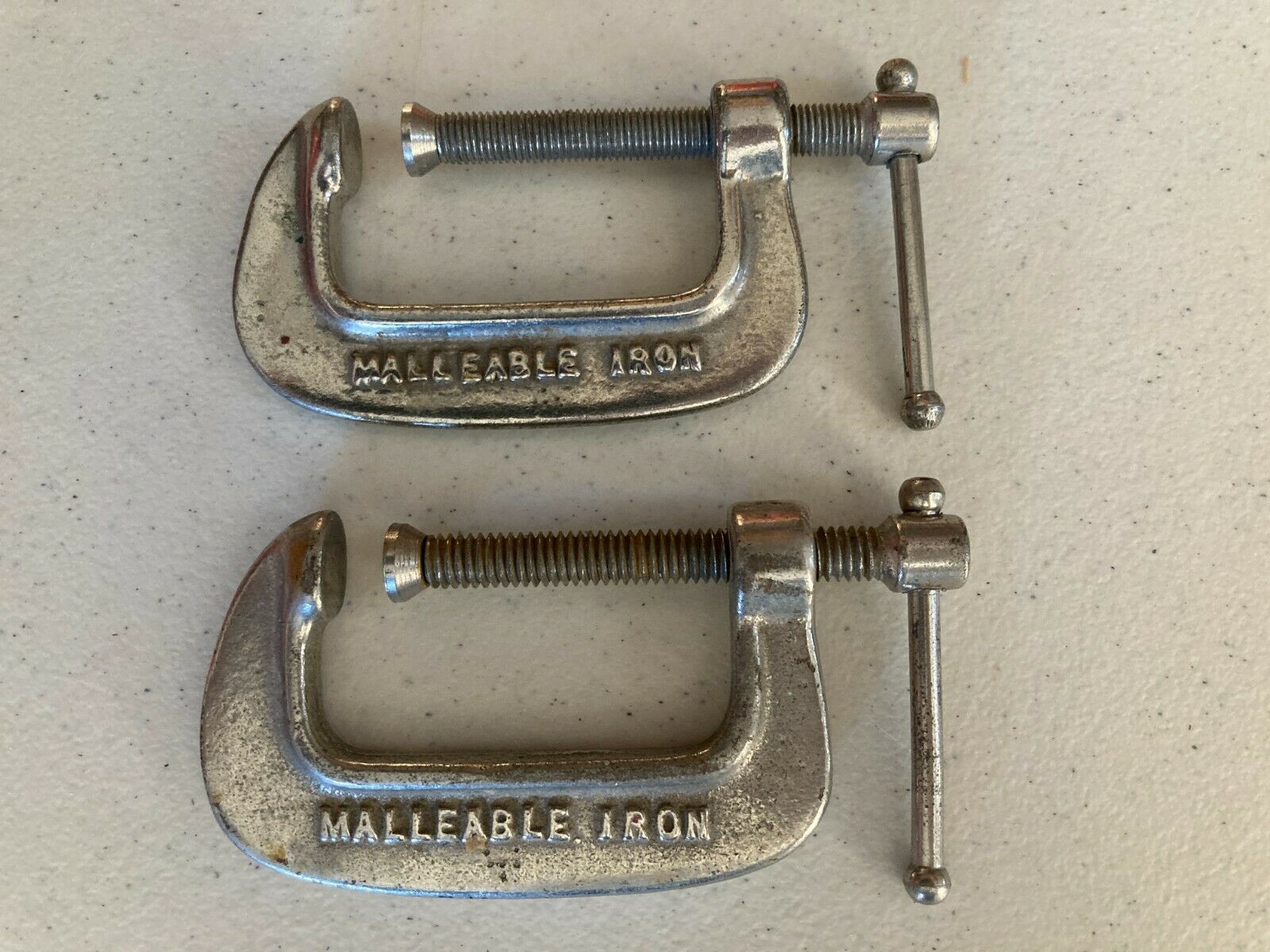 Lot Of 2 Vintage Malleable Iron Heavy Duty C-clamp 2" Made In The Usa